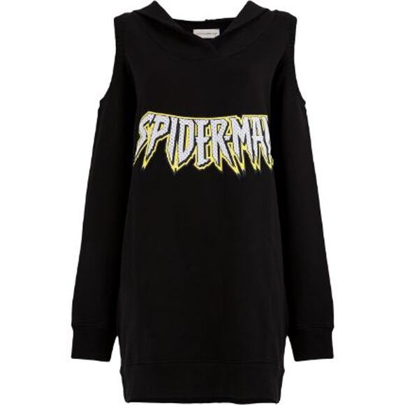 Faith Connexion Open Shoulder Spider Man Hoodie Dress Sweatshirt Size Small New - Picture 1 of 13